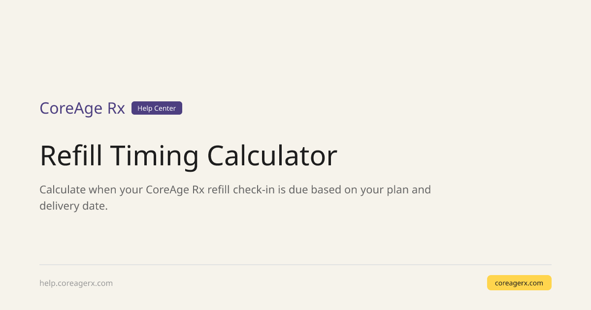 Refill Timing Calculator — CoreAge Rx Help Center